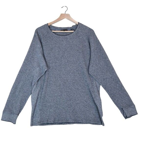 Vince 100% Pima Cotton Waffle Knit Pullover XXL Gray Blue Minimalist Luxe $168 - Picture 2 of 10